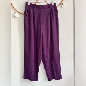 Jaclyn Smith purple high waisted pleated trousers